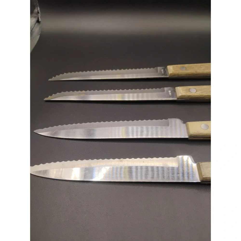 4 Forgecraft Knives Serrated Edge Wood Handle 5